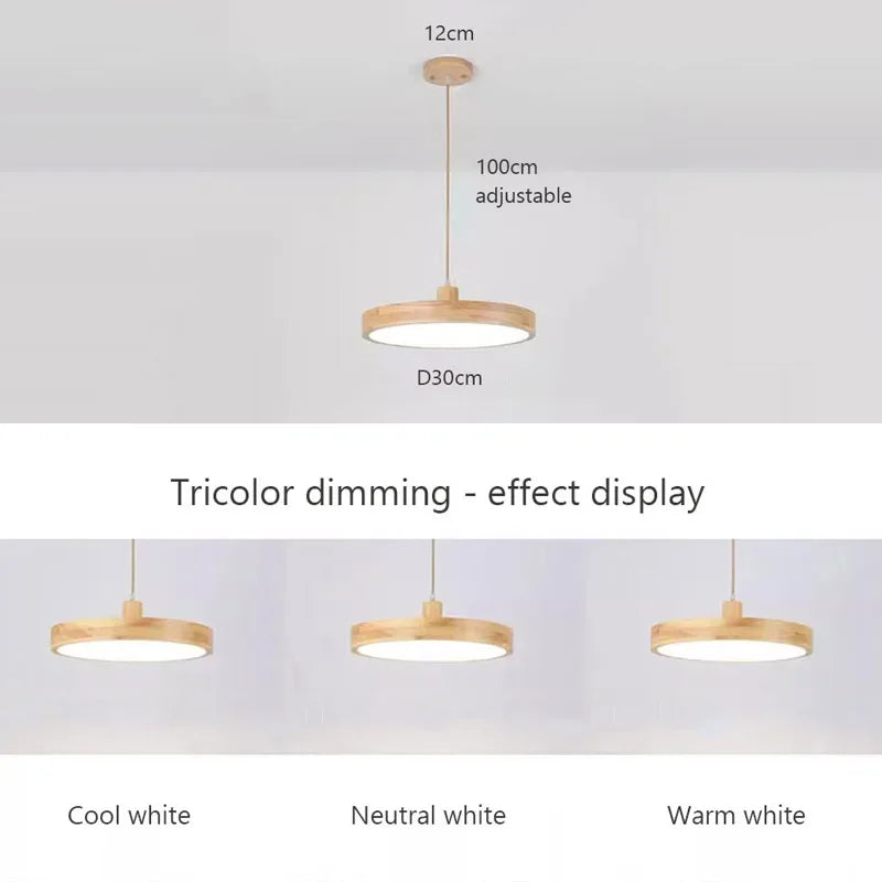 Lustre LED japonais à tête unique en rondins - vue 6 sur 13