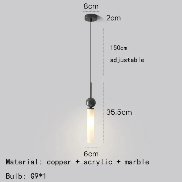 suspension en marbre et cuivre pour éclairage intérieur moderne - vue 8 sur 16