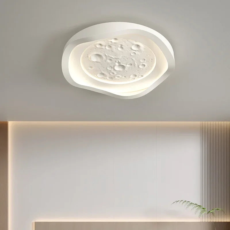 plafonnier led moderne en résine forme cratère de lune décoratif - vue 4 sur 9