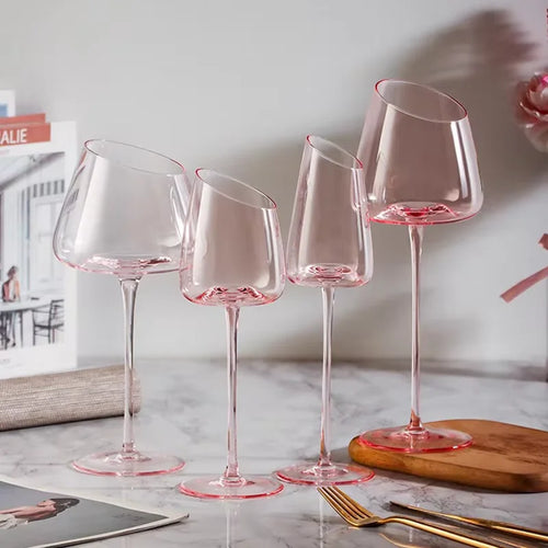 Verres à vin design flamant bord incliné cristal