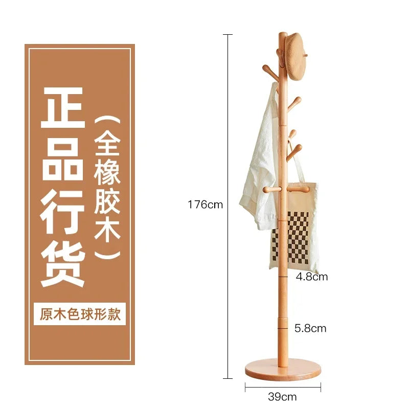 cintre en bois massif porte-manteau stable et étagère à sac - vue 15 sur 18