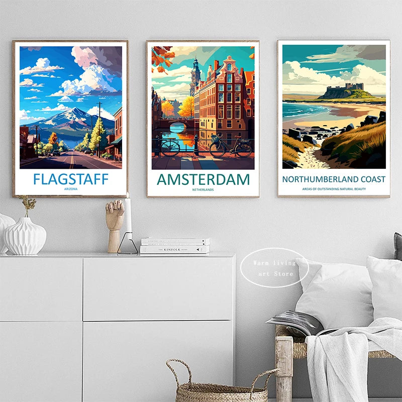 affiche de voyage urbaine new york rome tokyo venise décoration murale