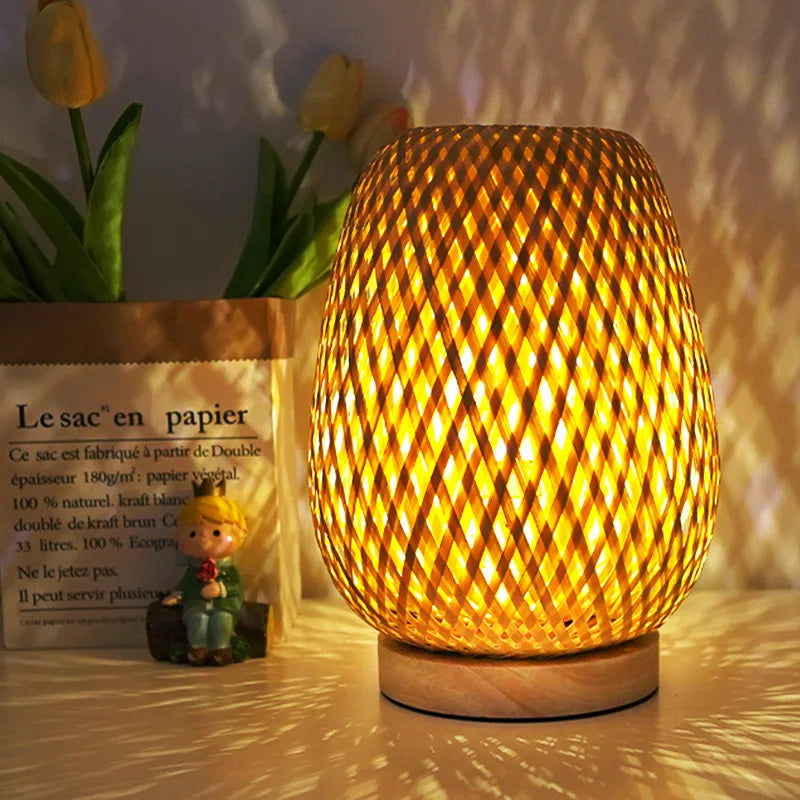 Petite lampe de Table en rotin à intensité variable - vue 5 sur 6