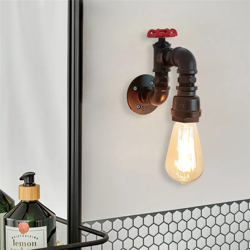 applique murale vintage loft en forme de tuyau d'eau