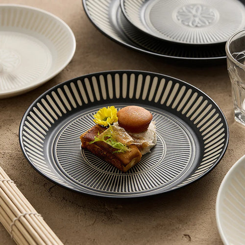 Assiette ceramique japonaise retro relief style artistique