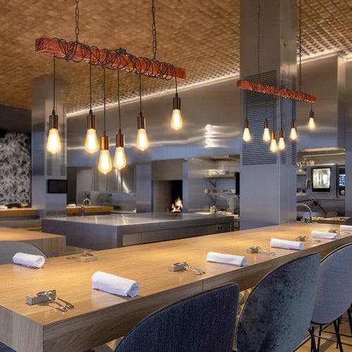 suspension en bois vintage style loft pour décoration intérieure