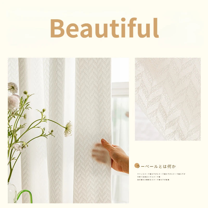 Voilage japonais plissé motif géométrique pour salon chambre