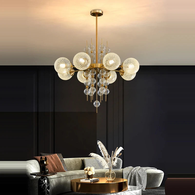 lustre à bulles classique en chrome doré tendance 2024 avec éclairage led