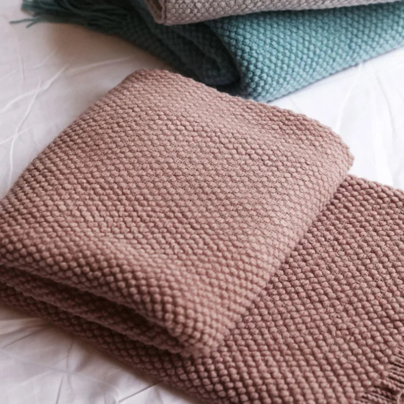 Plaid tricot motif ananas moderne pour salon chambre - vue 3 sur 4
