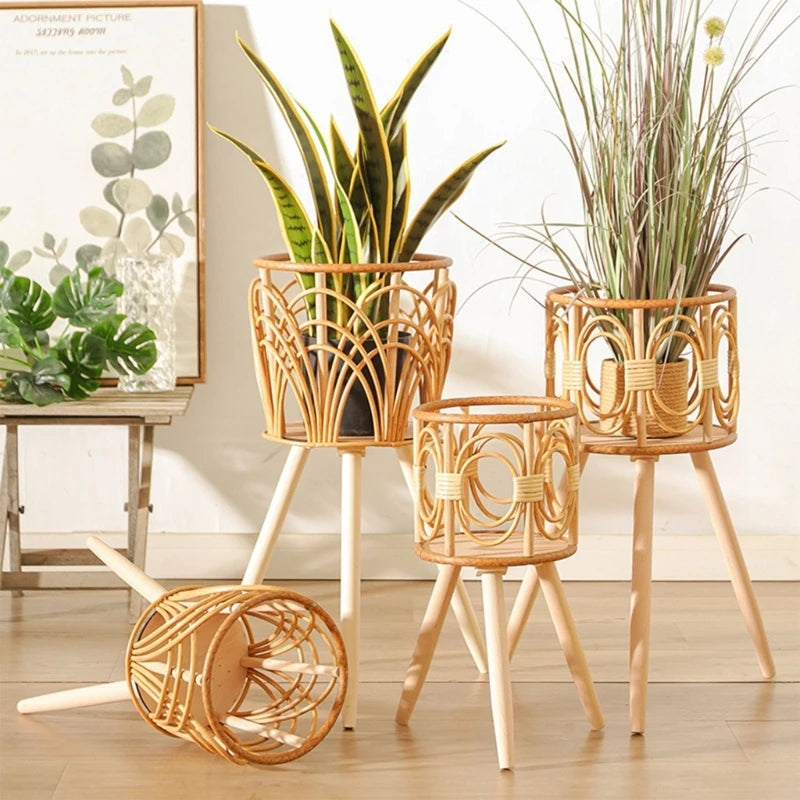 pot en rotin tressé pour plantes et fleurs décoratif et pratique - vue 4 sur 7