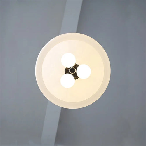 suspension en verre blanc laiteux forme fleur style bauhaus