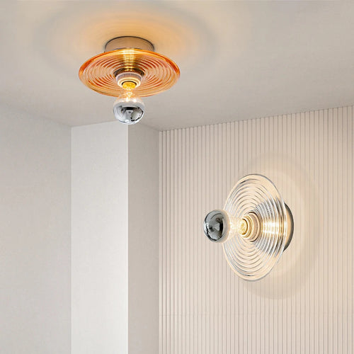 Applique murale en verre led nordique ondulations d'eau ronde