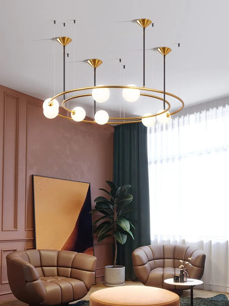 lustre moderne créatif orbite planète en verre led décoration café - vue 6 sur 8