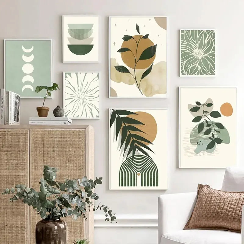 affiches murales boho géométriques soleil lune abstraites pour décoration
