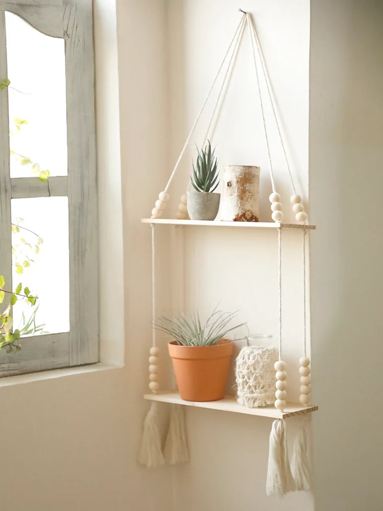 étagère murale flottante en bois pour plantes et décorations