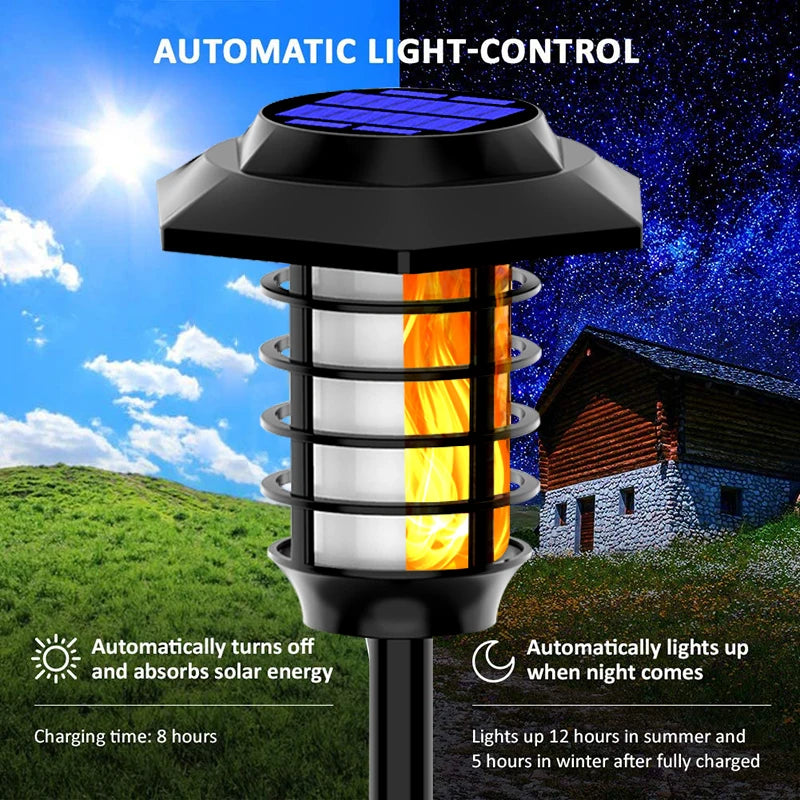 lampes solaires à flamme étanches pour décoration jardin