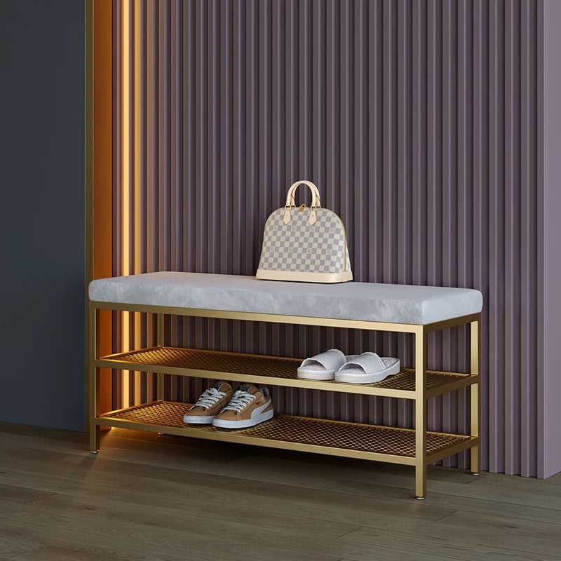 étagère à chaussures en métal design moderne pour rangement élégant - vue 4 sur 12