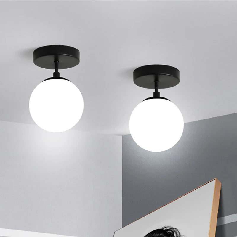 Plafonnier en verre nordique LED minimaliste lampes rondes en verre pour couloir salons entrée allée escaliers luminaires décoratifs