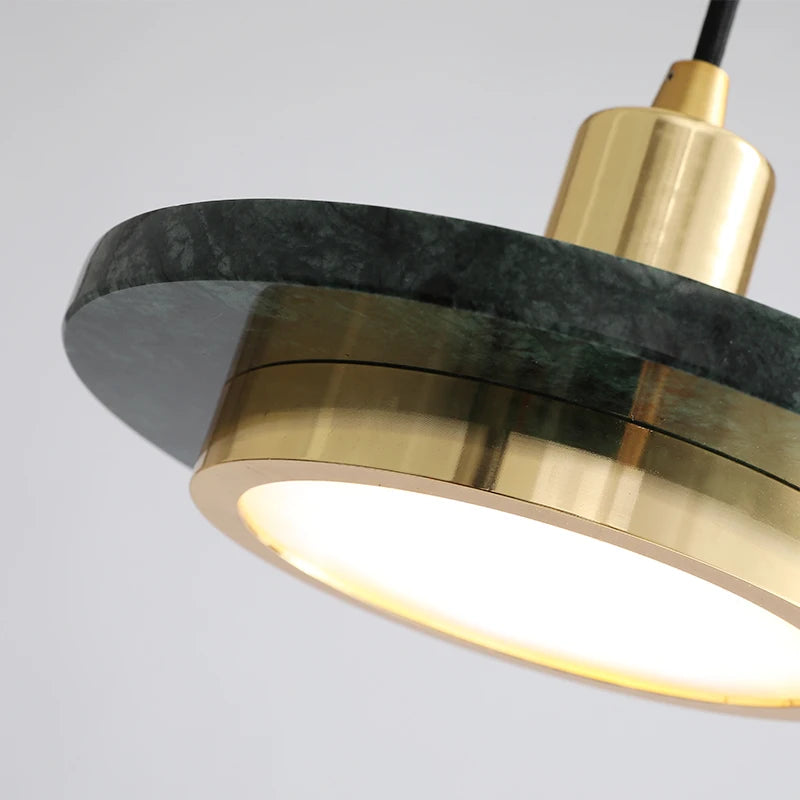 suspension LED design nordique en fer et marbre pour intérieur