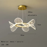 lustre en acrylique transparent avec anneau doré gradation variable