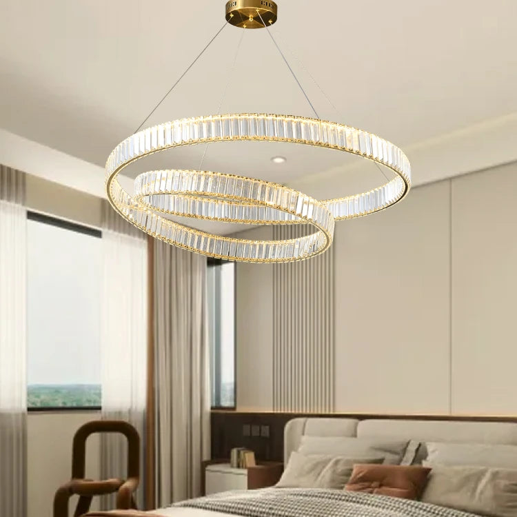 suspension led moderne en cristal design élégant et réglable - vue 7 sur 9