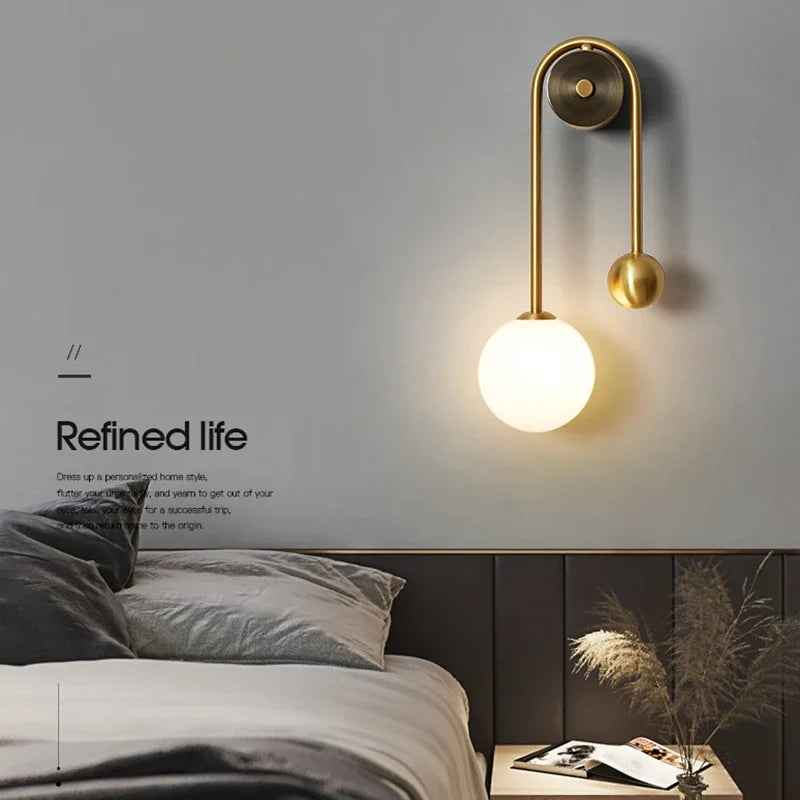 applique murale moderne en verre avec abat-jour led décoratif - vue 3 sur 8