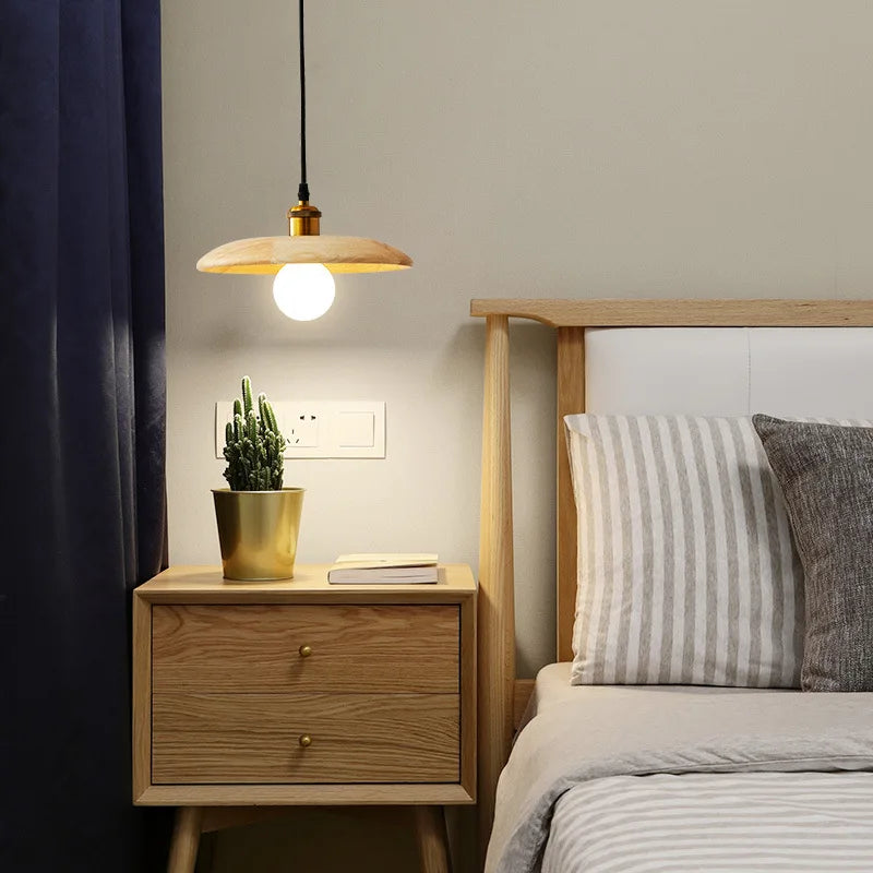 lampe suspendue nordique en bois massif pour intérieur décoratif