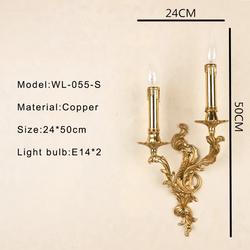 applique murale vintage rococo en laiton et cuivre - vue 7 sur 10