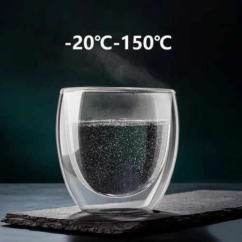 Set tasses expresso double paroi verre 80ml