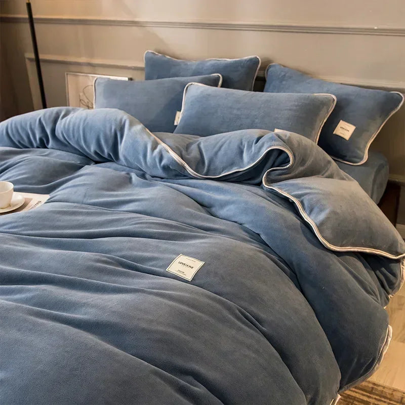 housse de couette en velours corail douce et moelleuse