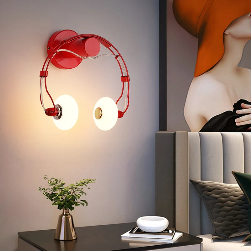 Applique murale LED créative en forme de casque audio - vue 4 sur 9