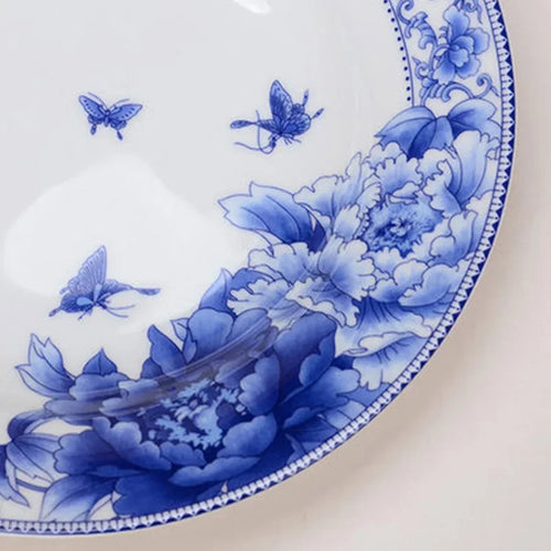 Assiettes porcelaine jingdezhen motif floral poisson 15 30