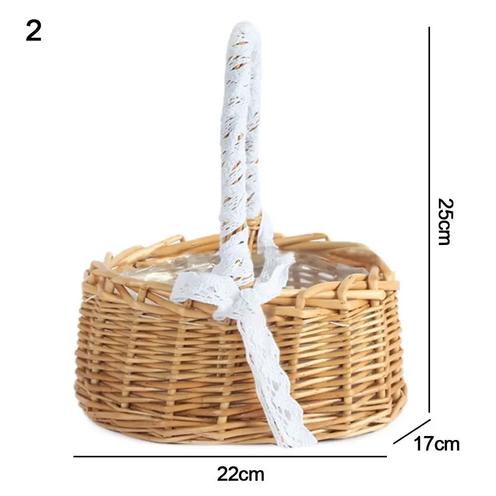 panier tressé en rotin demi-lune avec poignée robuste - vue 13 sur 13