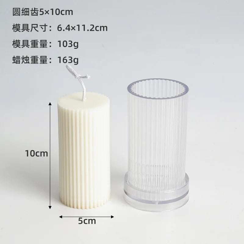 moule cylindrique à rayures pour fabrication de bougies en acrylique