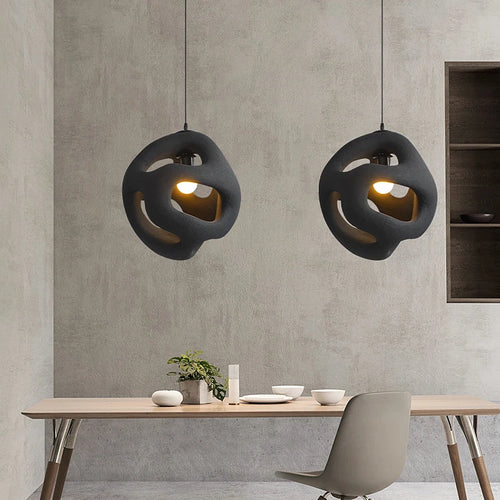 Wabi Sabi nordique LED fait à la main Restaurant lustre japon Style intérieur noir Loft suspension lumière cuisine île café suspension lampe