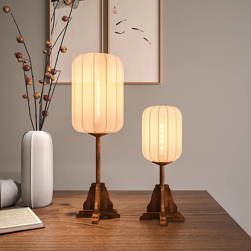 lampadaire style vintage en tissu bois cuivre pour hôtel restaurant - vue 4 sur 9