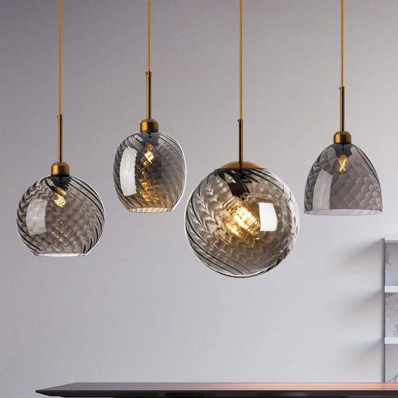 suspension led moderne design boule de verre pour restaurant bar