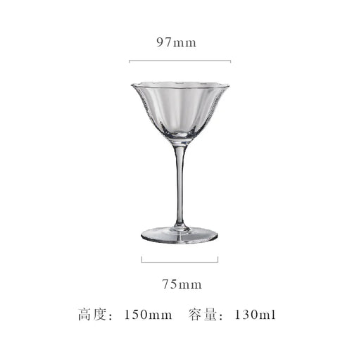 Verres à vin cristal rétro motifs floraux rayures