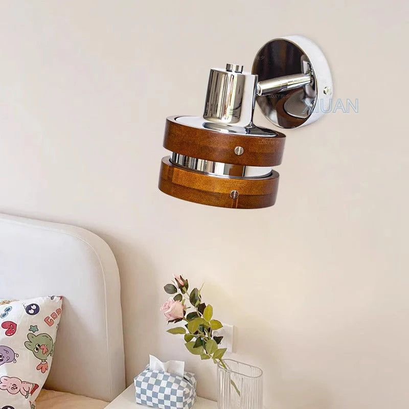 applique murale led bauhaus bois rétro pour lecture - vue 4 sur 8