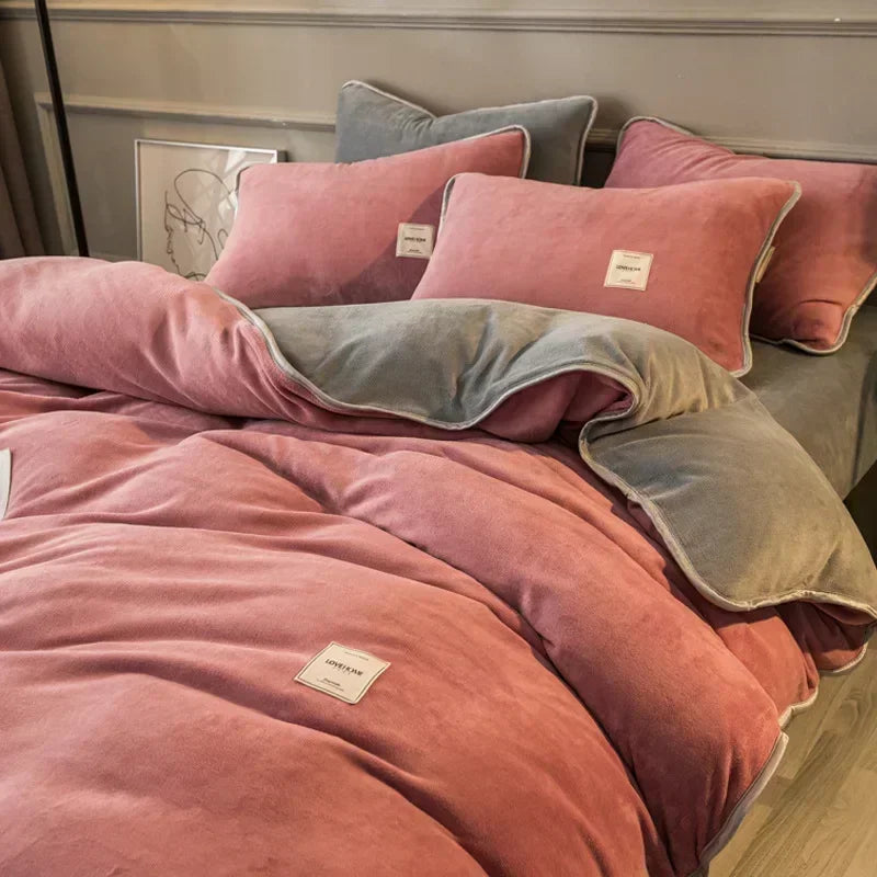 housse de couette en velours corail douce et moelleuse