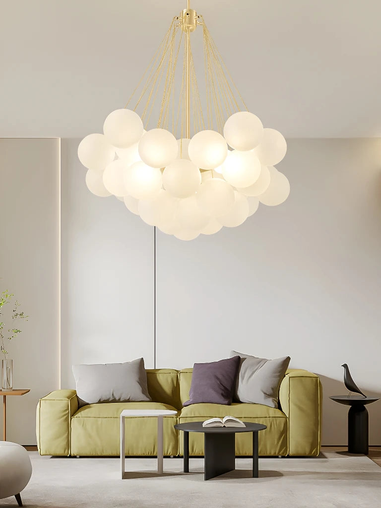 LED élégant moderne bulle boule plafond lustre ivoire verre suspension lumières nordique pour salle à manger Restaurant lampe suspendue - vue 7 sur 10