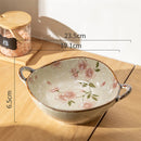 Bol japonais céramique anse motif floral 19cm