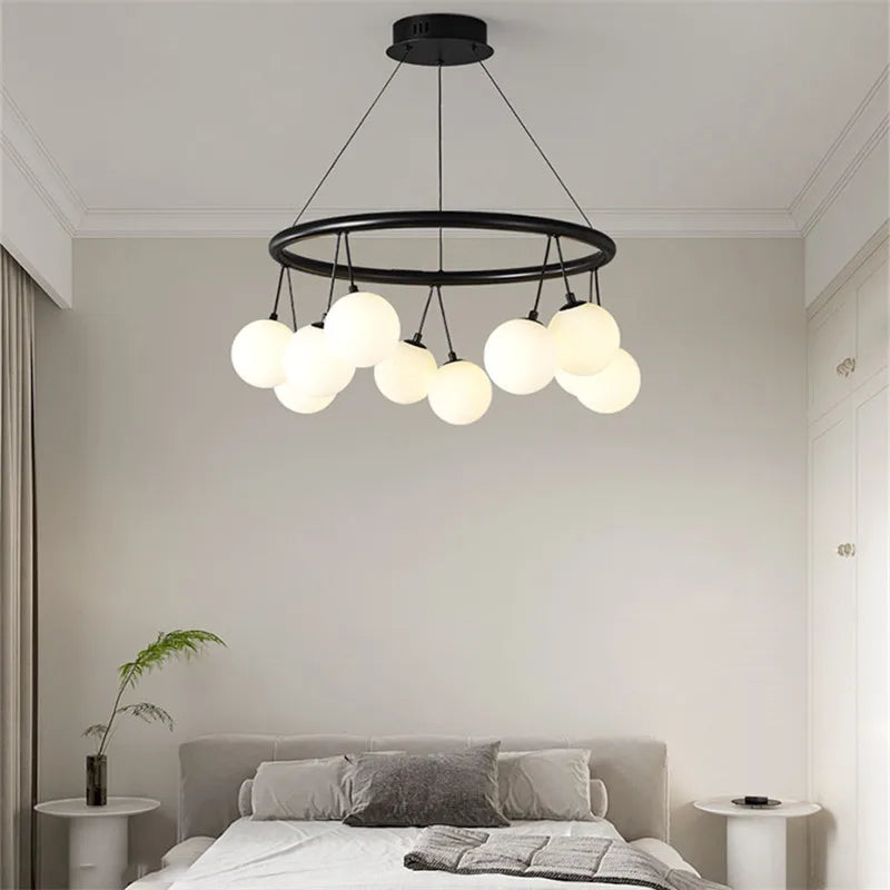 lustre moderne en verre éclairage suspendu réglable design élégant - vue 2 sur 10