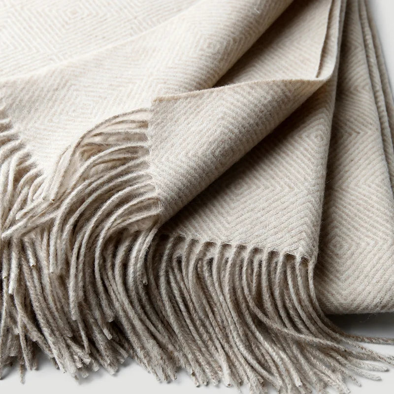 plaid laine franges motif spiral style doux confortable