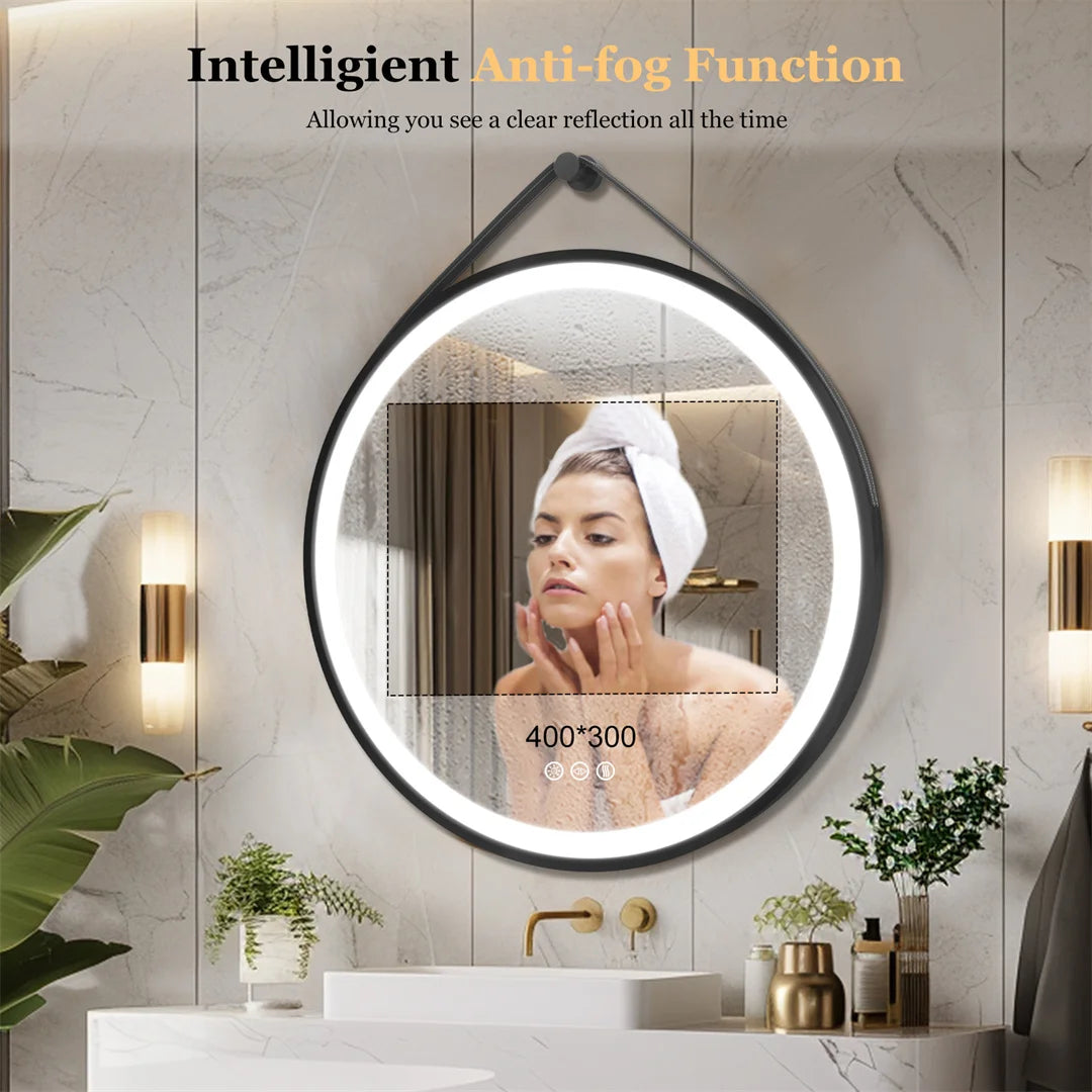 miroir rond avec capteur tactile et lumières led - vue 7 sur 9