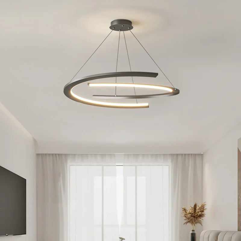 Lustre moderne simple design nordique anneau restaurant - vue 5 sur 12