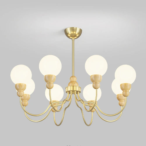 suspension en verre rétro avec éclairage led en bois