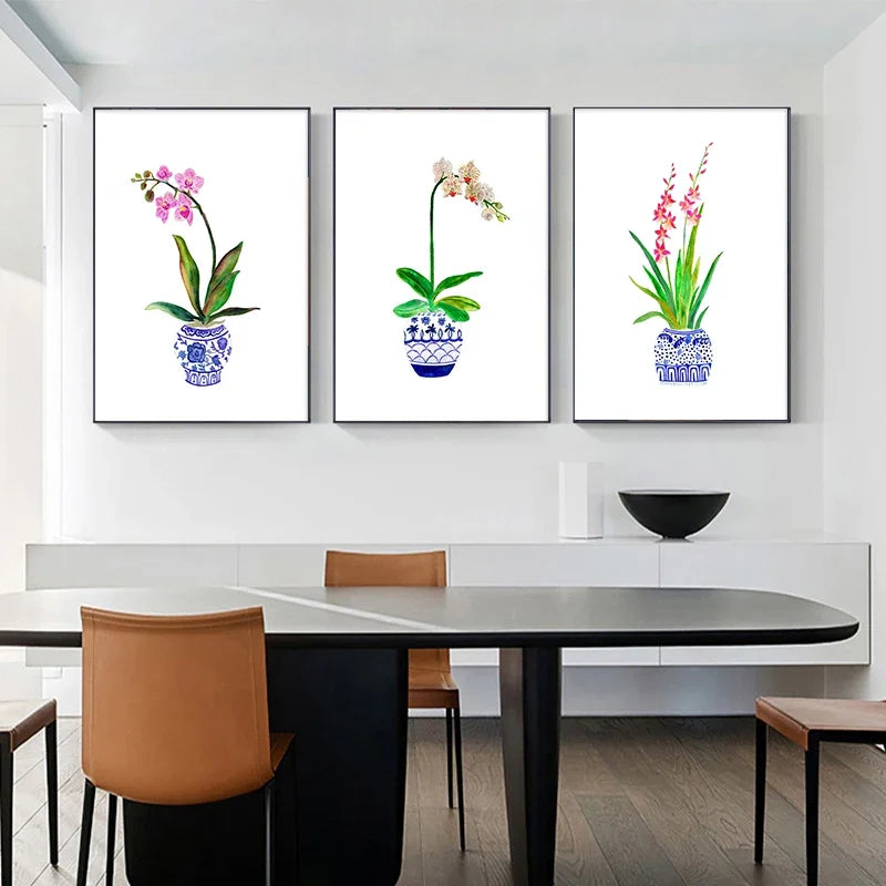 art mural fleuri aquarelle peinture nordique pour décoration intérieure
