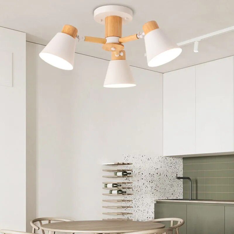 Lustre LED de bois massif nordique - vue 4 sur 10