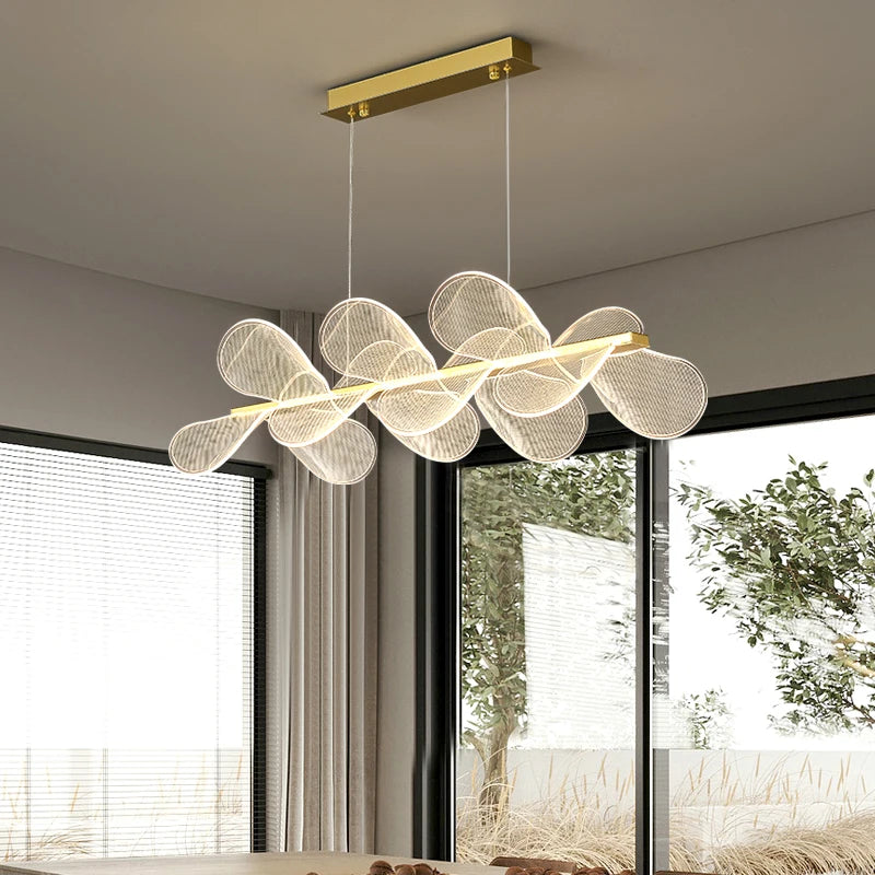 lustre en acrylique transparent avec anneau doré gradation variable - vue 3 sur 10